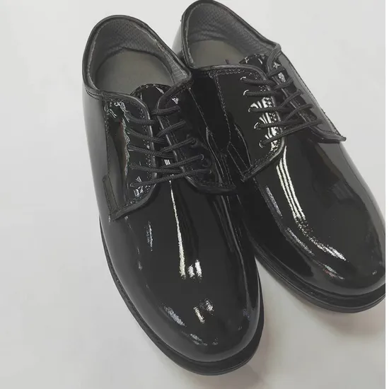 Glossy Black Genuine Leather Business Dress Shoes for Formal Occasion 