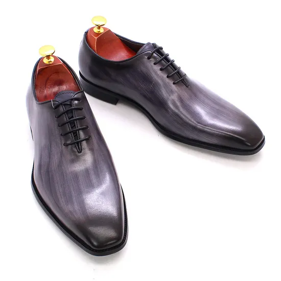 Oxford Genuine Leather Shoes, Pointed Toe Dress Shoes for Men 