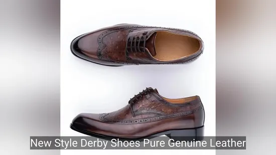 Stylish Leather Shoes Pure Genuine Leather Handmade Formal Classic Men′s Dress Shoe 