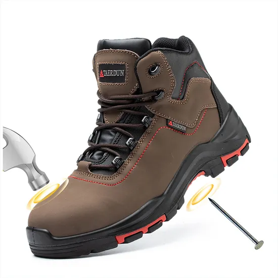 Good Quality Steel Toe Safety Boots Men Leather Safety Shoes Construction Slip Resistant Work Boot 