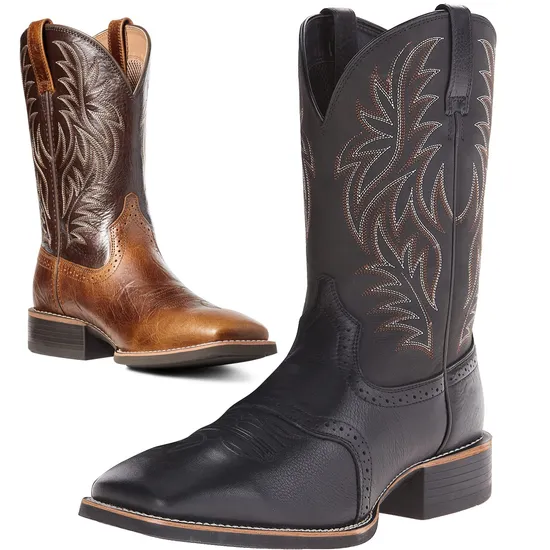 Dropshipping 2024 Personality Leather Lined Boots Men′ S Big Size Western Cowboy Boots Embroidered Men′ S Riding Boots Man 