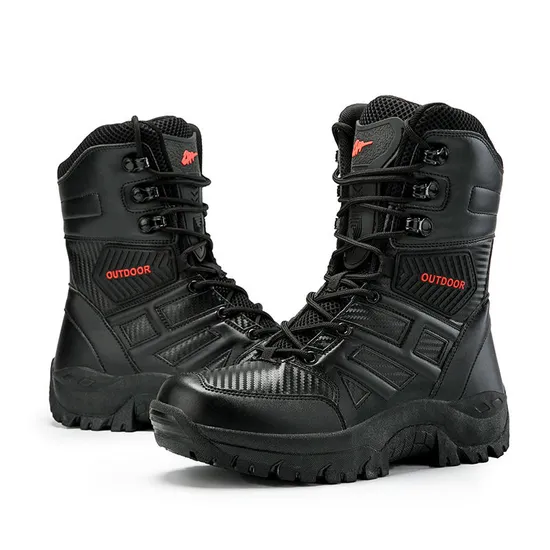 Hot Sale Factory Custom Waterproof Hiking Boots Green Black Protective Gear Leather Tactical Boots for Men 