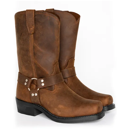 Top Quality Handmade Durable Man Brown Western Cowboy Party Wearing Us 12 PU Leather Long Riding Thigh High Top Boots for Men 