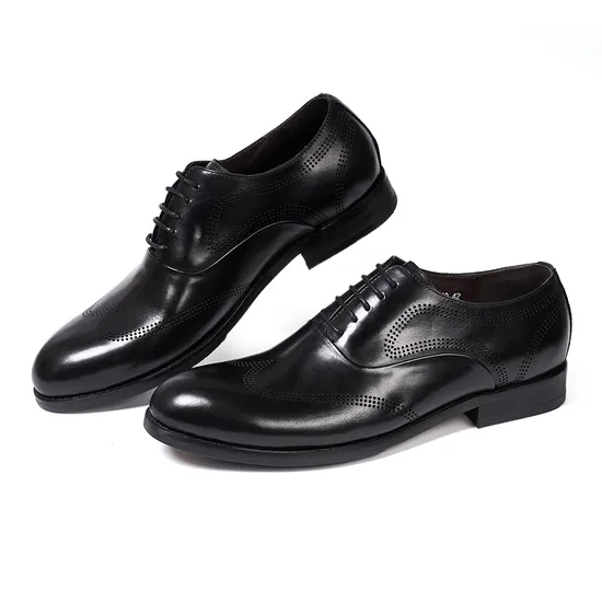 Hot Selling Luxury Men Dress Leather Oxford Shoes Lace up Black Handmade Formal Italian Style Business Party Customized Shoes 