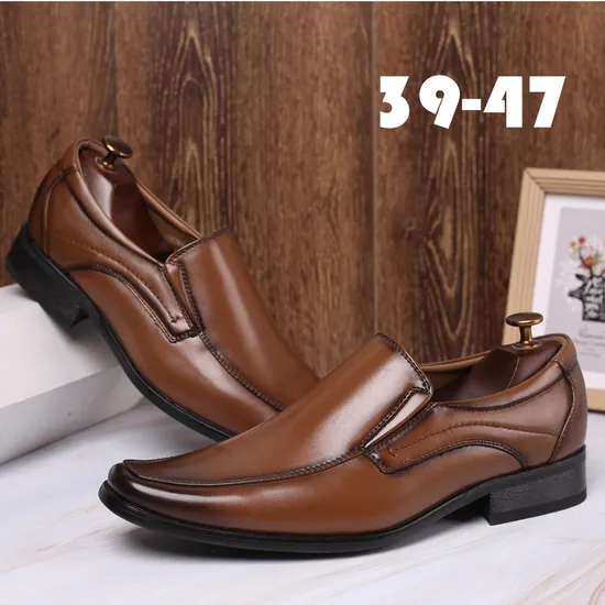Italian Style PU Leather Slip on Men Loafers Classic Formal Dress Office Business Shoes 