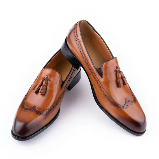 Wholesale Business Men Loafers Shoe Genuine Cowhide Leather Handmade Casual Man Footwear 